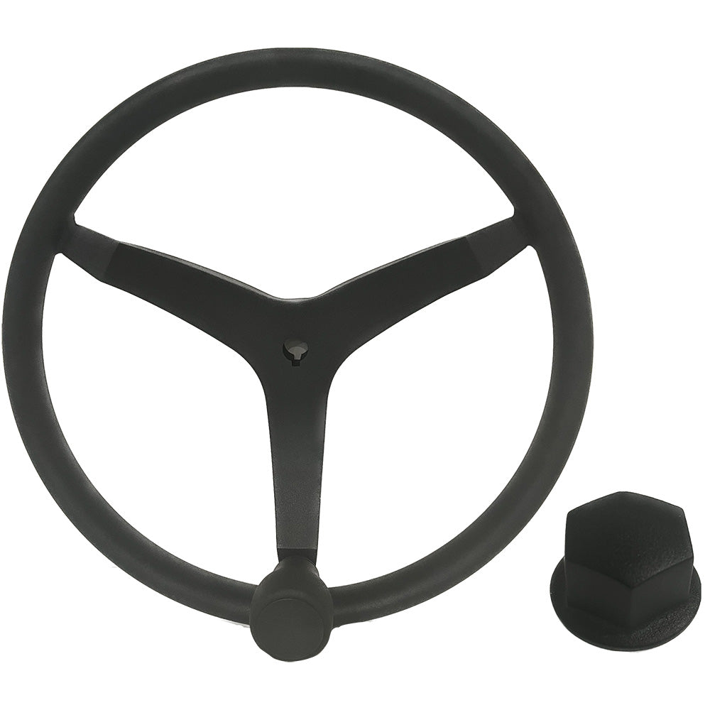 Uflex - V46 - 13.5" Stainless Steel Steering Wheel w/Speed Knob  Chrome Nut - Black [V46B KIT] - BuoyMart.com  Steering Wheels Uflex USA