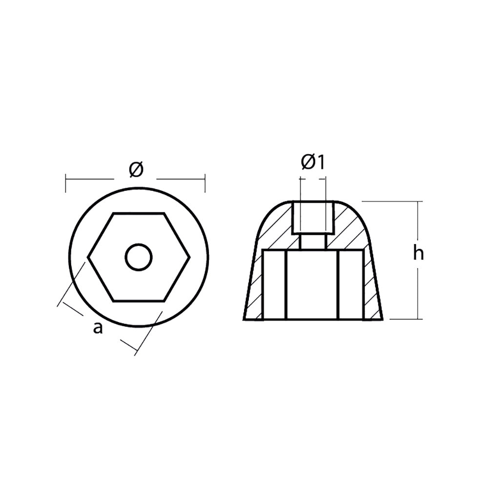 Tecnoseal Zinc Sidepower - Sleipner Propeller Nut Anode [01051] - BuoyMart.com  Anodes Tecnoseal