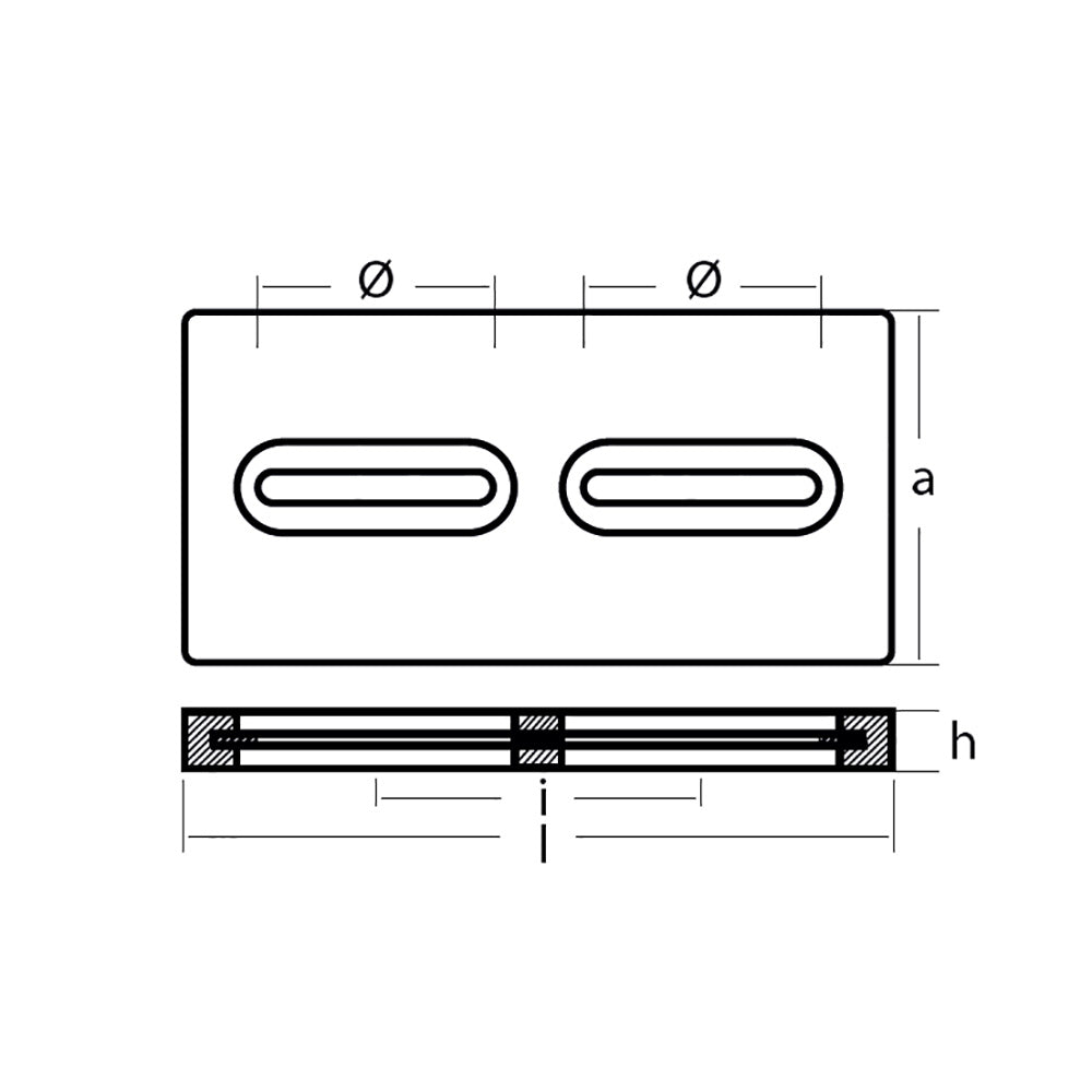 Tecnoseal Rectangular Zinc Plate Anode w/Inserts - 12" x 6" x 1" [TEC-DIVERSD] - BuoyMart.com  Anodes Tecnoseal