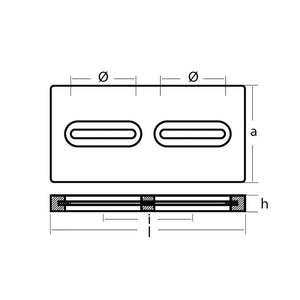Tecnoseal Rectangular Zinc Plate Anode w/Inserts - 12" x 6" x 1" [TEC-DIVERSD] - BuoyMart.com  Anodes Tecnoseal