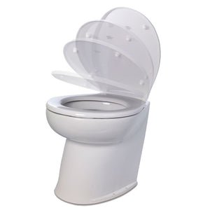 Jabsco Deluxe Flush 14" Angled Back 12V Raw Water Electric Marine Toilet w/Remote Rinse Pump  Soft Close Lid [58260-3012] - BuoyMart.com  Marine Sanitation Jabsco