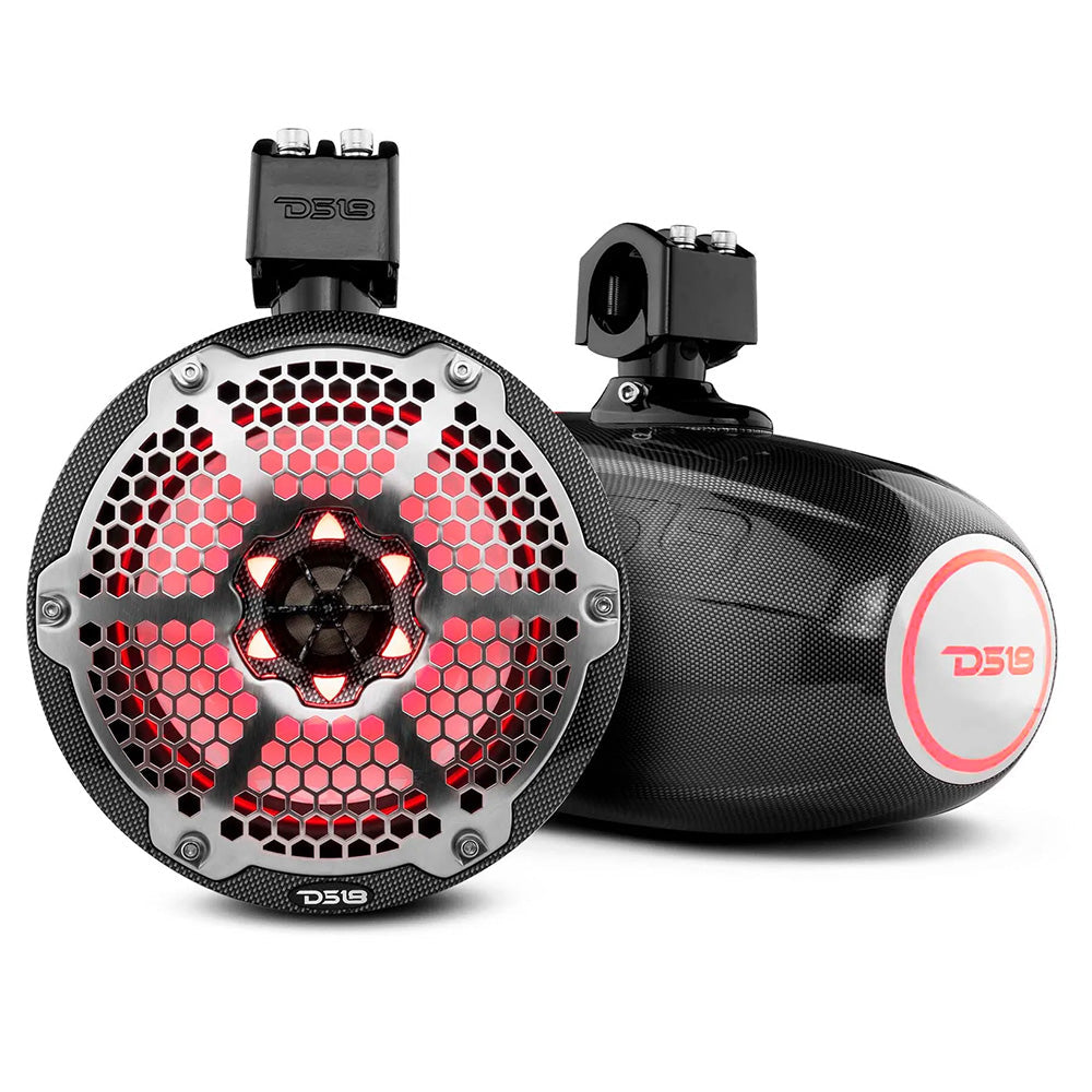 DS18 X Series HYDRO 8" Wakeboard Pod Tower Speaker w/RGB LED Light - 425W - Black Carbon Fiber [CF-X8TP] DS18