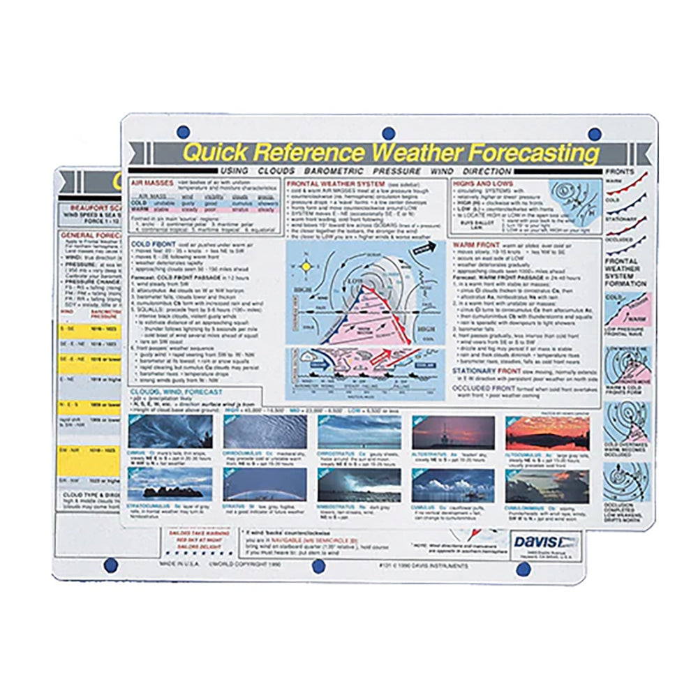 Davis Quick Reference Weather Forecasting Card [131] - BuoyMart.com  Accessories Davis Instruments