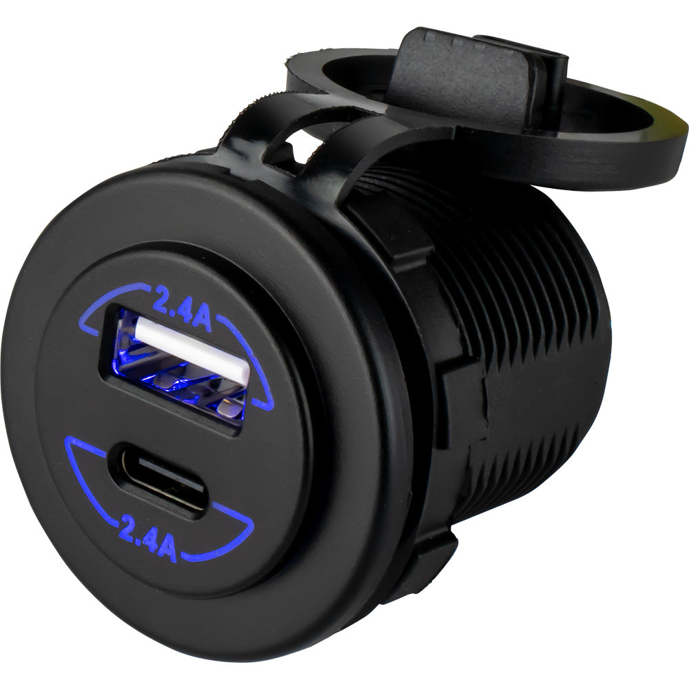 Sea-Dog Round Dual USB  USB-C Power Socket [426516-1] - BuoyMart.com  Accessories Sea-Dog