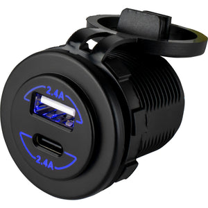 Sea-Dog Round Dual USB  USB-C Power Socket [426516-1] - BuoyMart.com  Accessories Sea-Dog