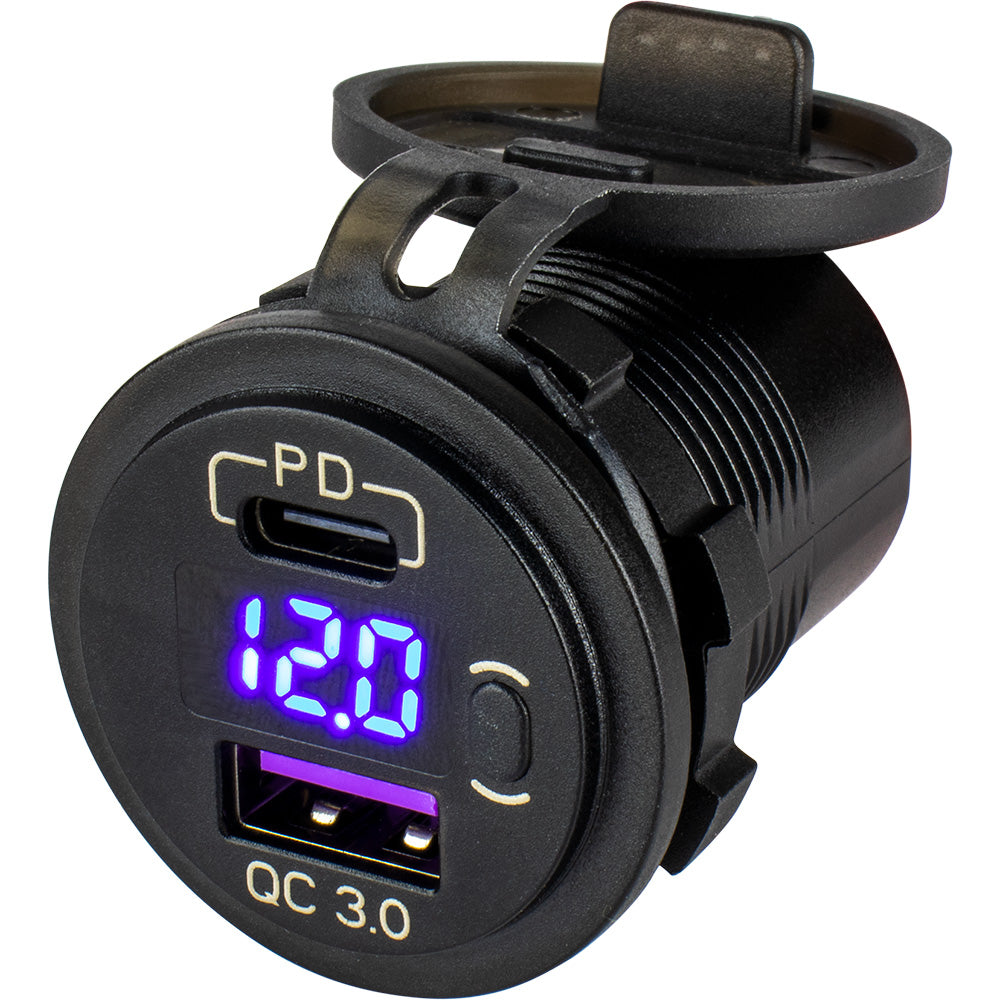 Sea-Dog Round USB  USB-C Power Socket w/Hidden Voltmeter [426518-1] - BuoyMart.com  Accessories Sea-Dog