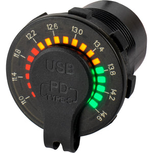 Sea-Dog Round Rainbow Voltmeter w/USB  USB-C Power Socket [426519-1] - BuoyMart.com  Accessories Sea-Dog