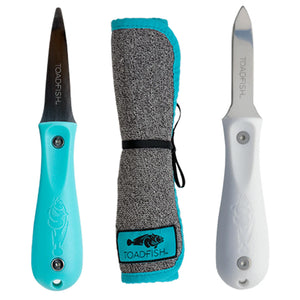 Toadfish Shuckers Bundle - Put Em Back Oyster Knife, Professional Oyster Knife  Cut-Proof Shucking Cloth [1014] - BuoyMart.com  Deck / Galley Toadfish