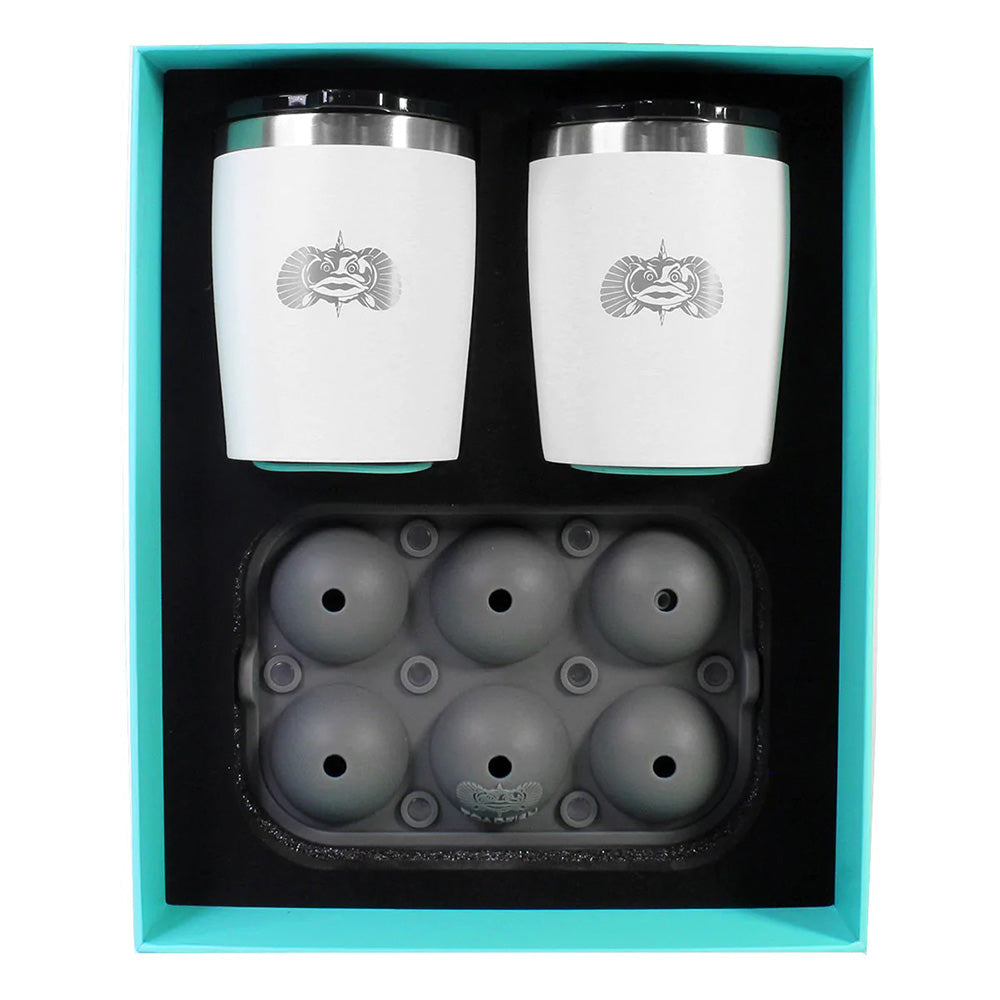 Toadfish Non-Tipping 10oz White Rocks Tumblers w/Ice Ball Tray - 2 Tumblers [1119] - BuoyMart.com  Deck / Galley Toadfish