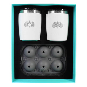 Toadfish Non-Tipping 10oz White Rocks Tumblers w/Ice Ball Tray - 2 Tumblers [1119] - BuoyMart.com  Deck / Galley Toadfish