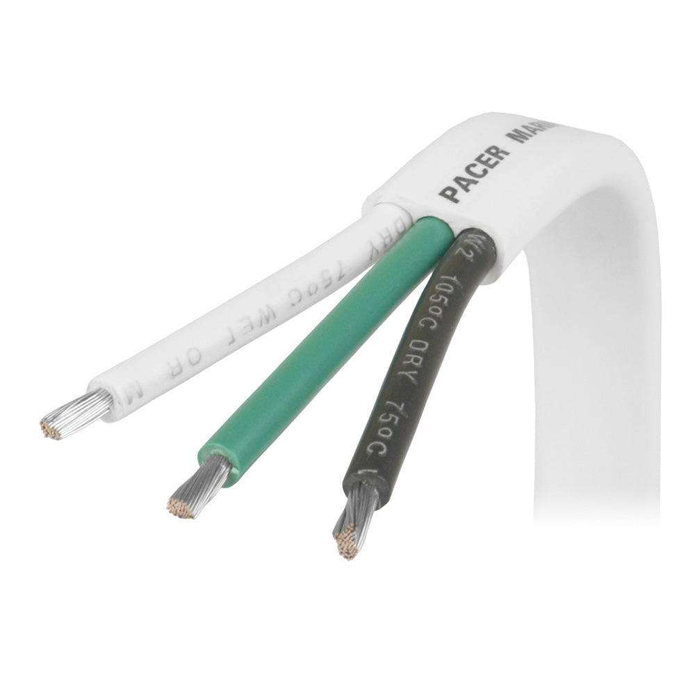 Pacer White Triplex Cable - 14/3 AWG - Black/Green/White - Sold by the Foot [W14/3-FT] - BuoyMart.com  Wire Pacer Group