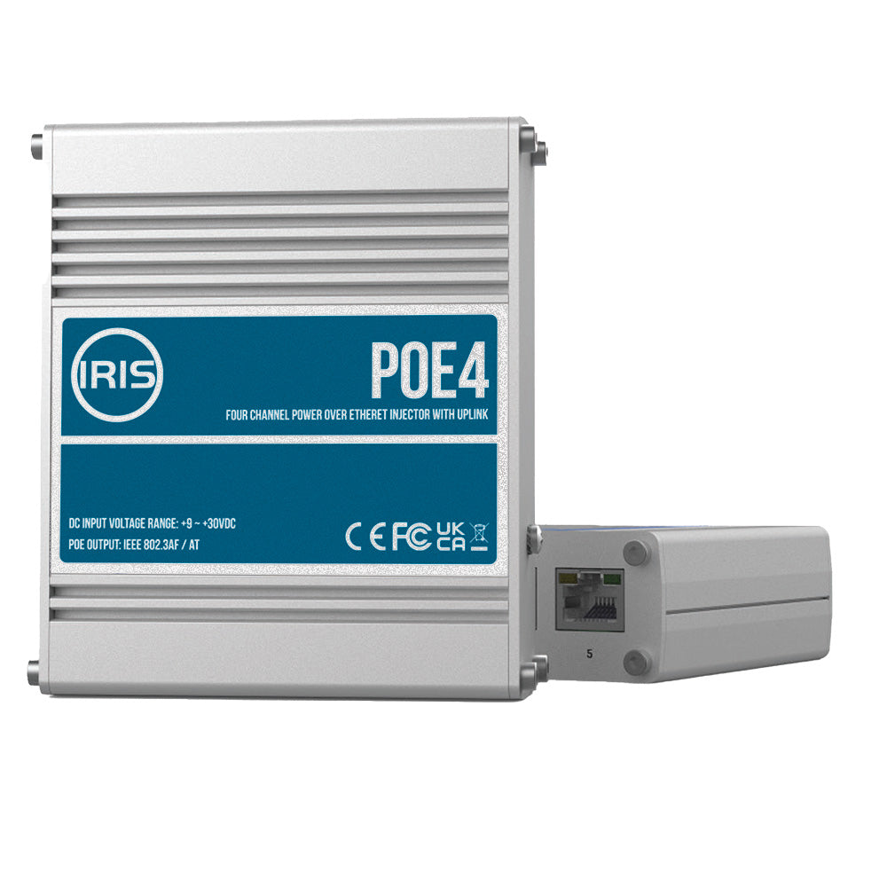 Iris Four Channel Uplink Power Over Ethernet Switch - IEEE802.3af  3at Compliant - 9-30VDC Input - 48VDC Output [POE4V2] - BuoyMart.com  Cameras - Network Video Iris Innovations
