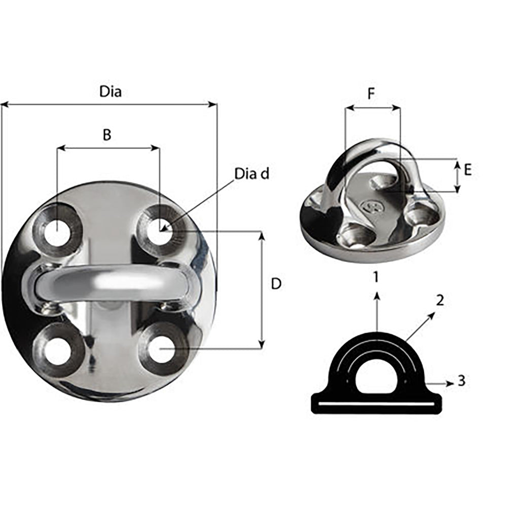 Wichard Round Pad Eye - 57mm Diameter (2-1/4") - Fixed [6635] - BuoyMart.com  Accessories Wichard Marine