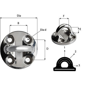 Wichard Round Pad Eye - 57mm Diameter (2-1/4") - Fixed [6635] - BuoyMart.com  Accessories Wichard Marine