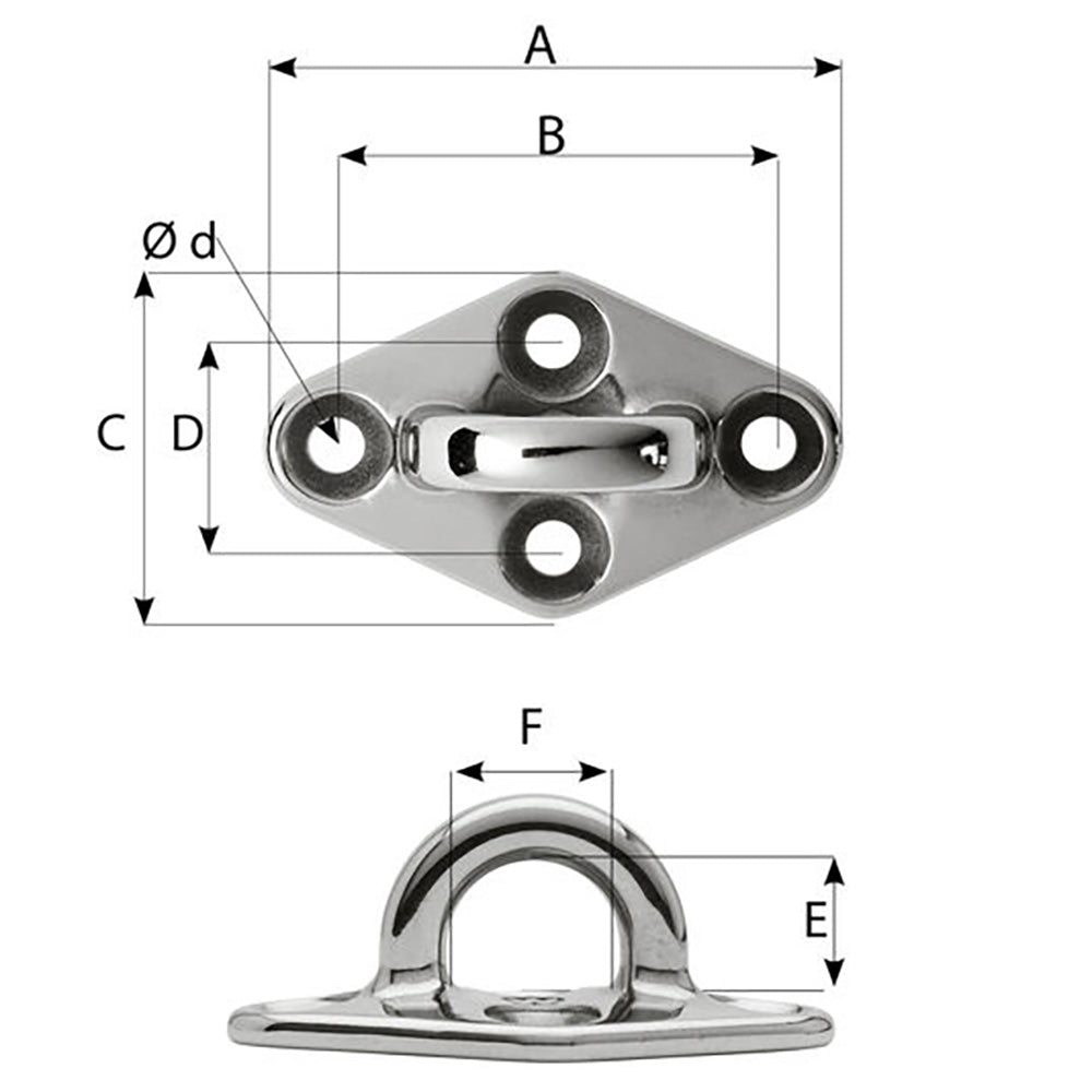 Wichard Diamond Pad Eye - Round - 79mm Length (3-7/64") - M6 Screw [6645] - BuoyMart.com  Accessories Wichard Marine