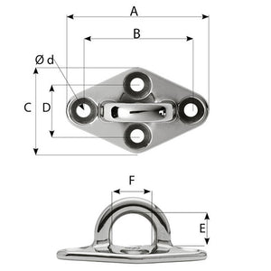 Wichard Diamond Pad Eye - Round - 98mm Length (3-55/64") - M8 Screw [6646] - BuoyMart.com  Accessories Wichard Marine