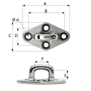 Wichard Diamond Pad Eye - Square - 79mm Length (3-7/64") - M6 Screw [6655] - BuoyMart.com  Accessories Wichard Marine