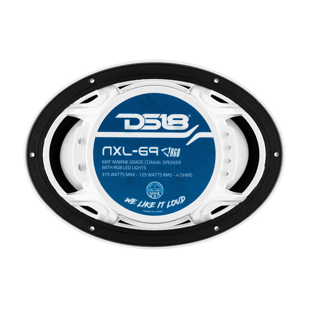 DS18 HYDRO 6 x 9" 2-Way Marine Speakers w/Integrated RGB LED Lights - 375W - White [NXL-69/WH] DS18