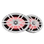 DS18 HYDRO 6 x 9" 2-Way Marine Speakers w/Integrated RGB LED Lights - 375W - White [NXL-69/WH] DS18