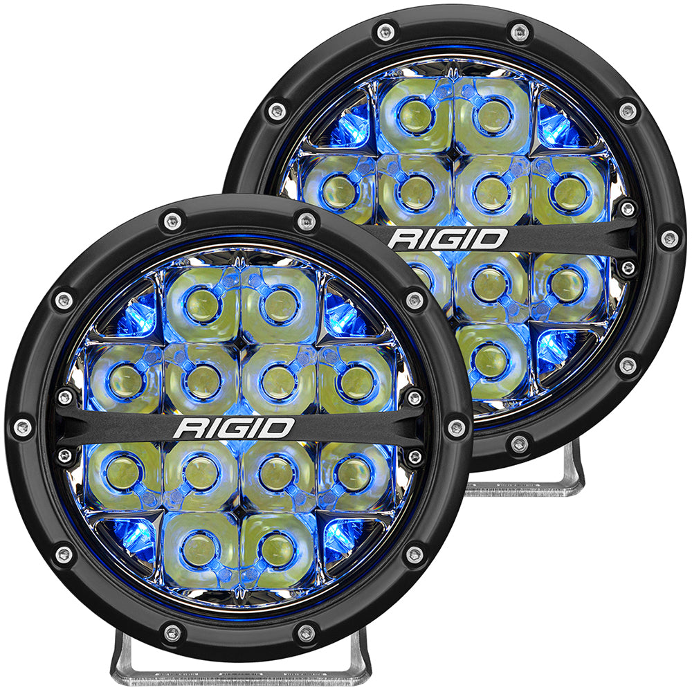RIGID Industries 360-Series 6" LED Off-Road Fog Light Drive Beam w/blue Backlight - Black Housing